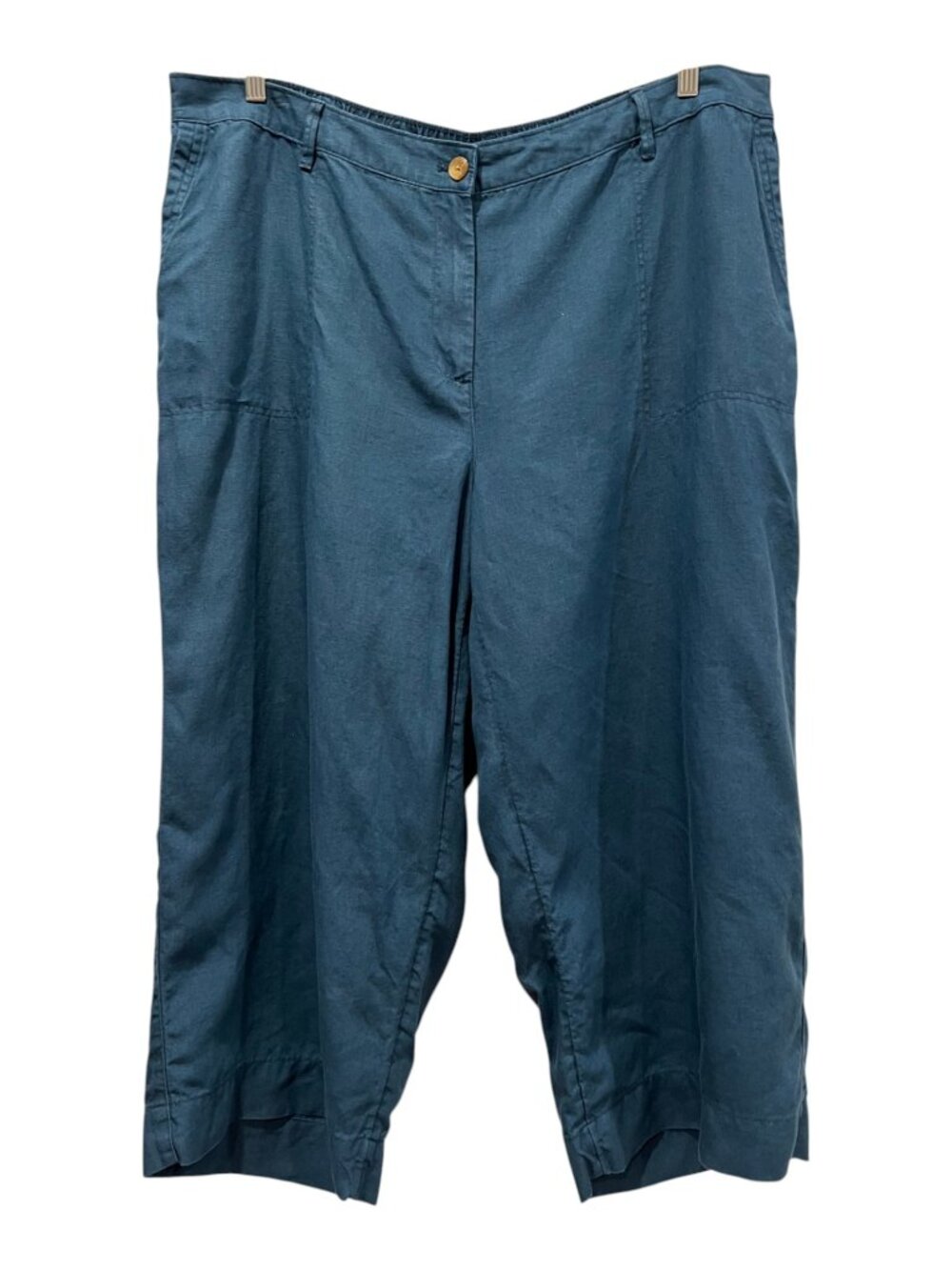 J Jill Love Linen Wide Leg Cropped Pants, Blue, 3X